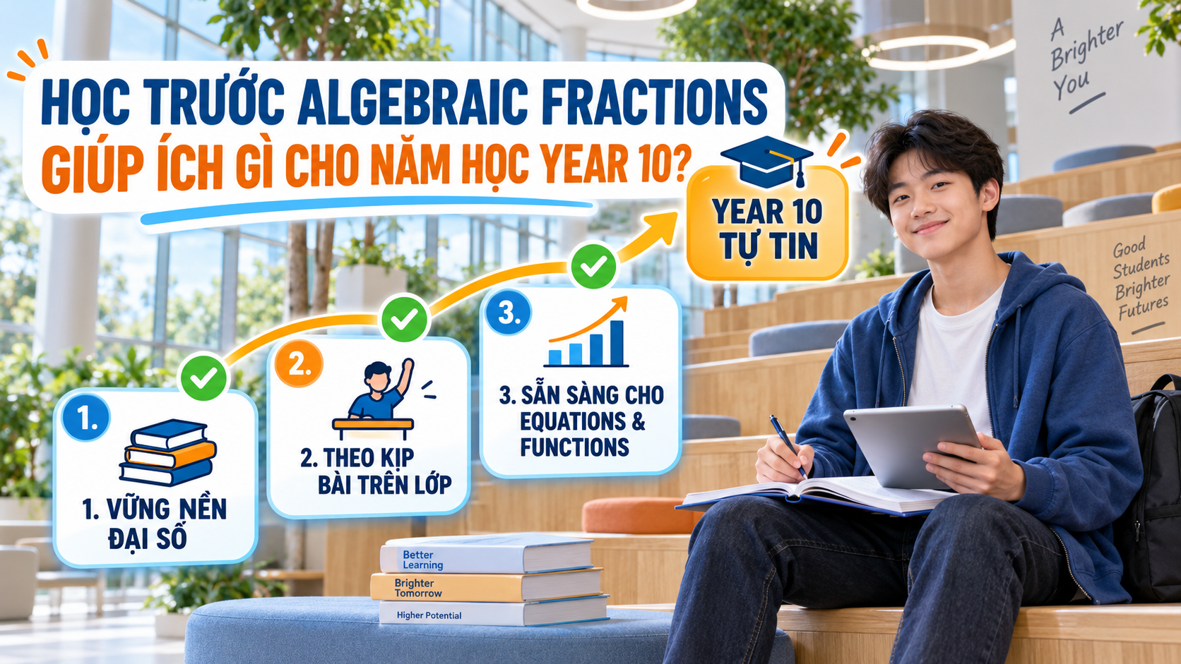 8. Học trước Algebraic Fractions giúp ích gì cho năm học Year 10?