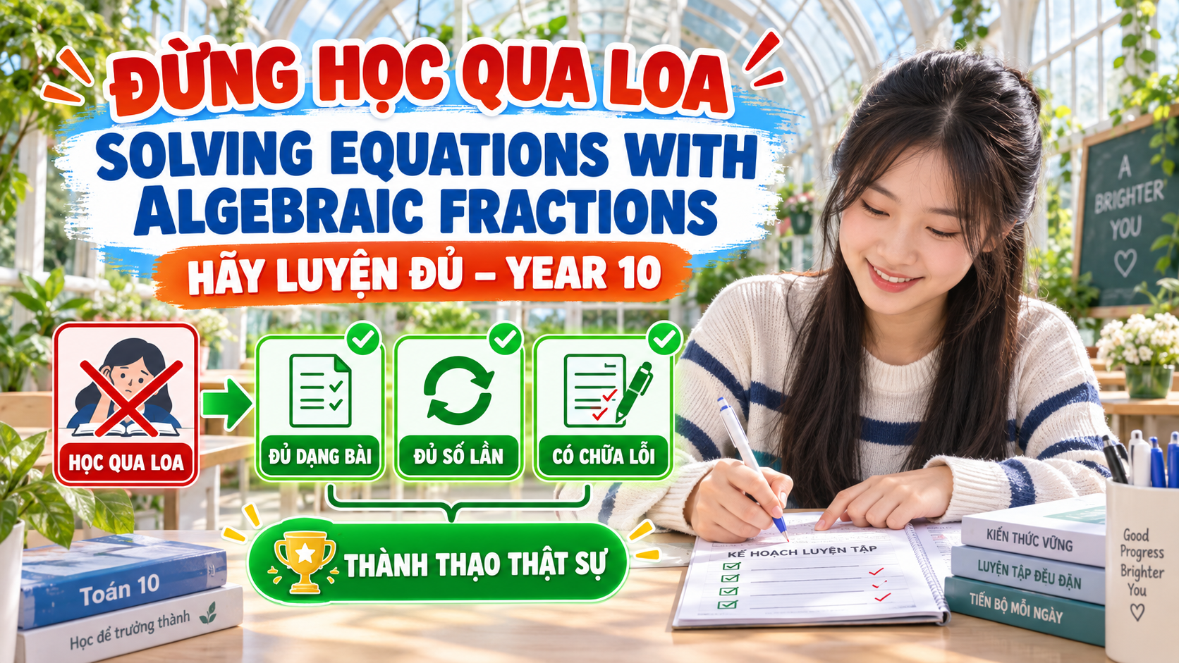 6. Đừng học qua loa Solving Equations with Algebraic Fractions, hãy luyện đủ – Year 10